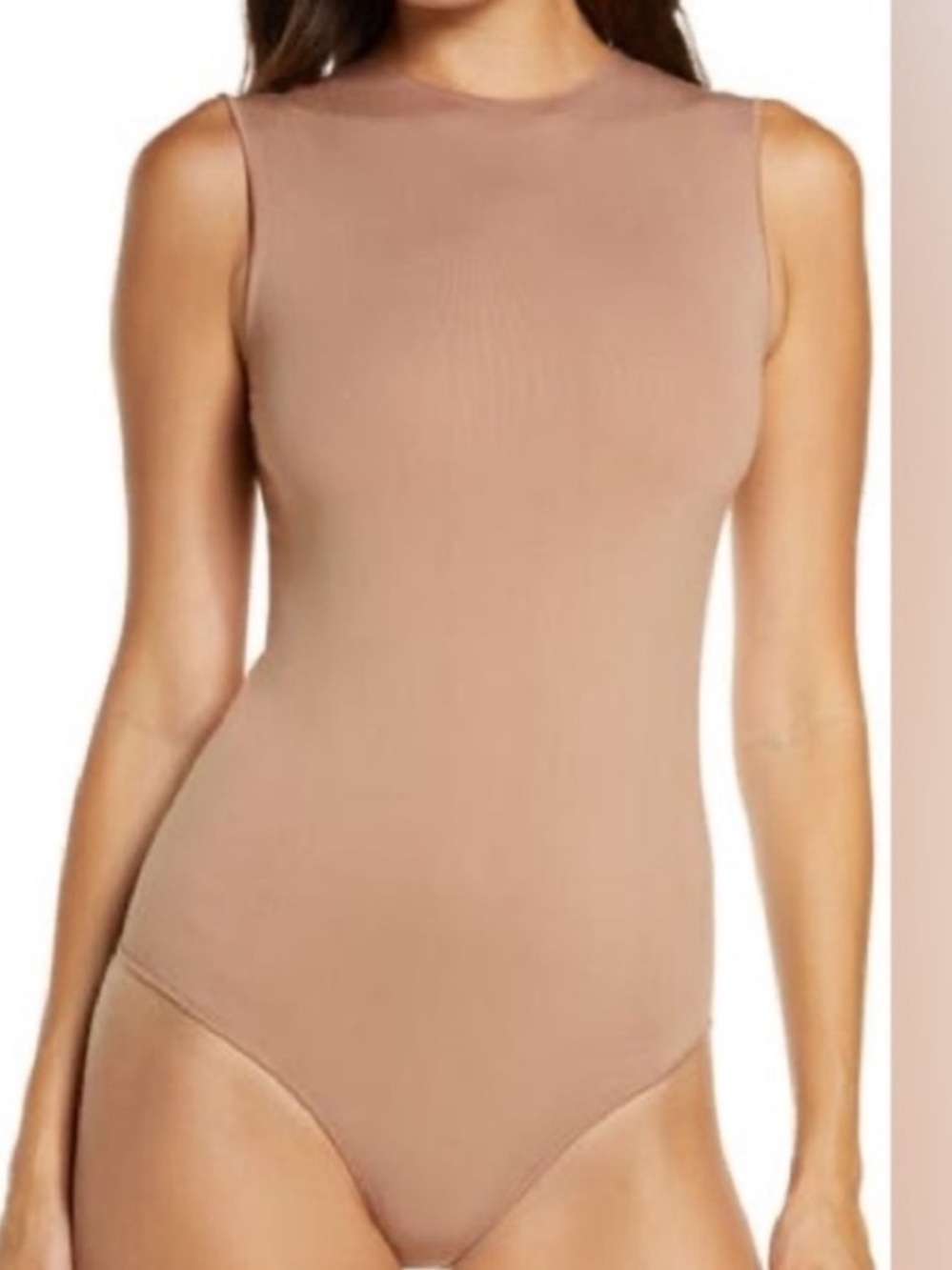 Skims Check out the Essential Bodysuits Sleeveless Crewneck Bodysuit Tan